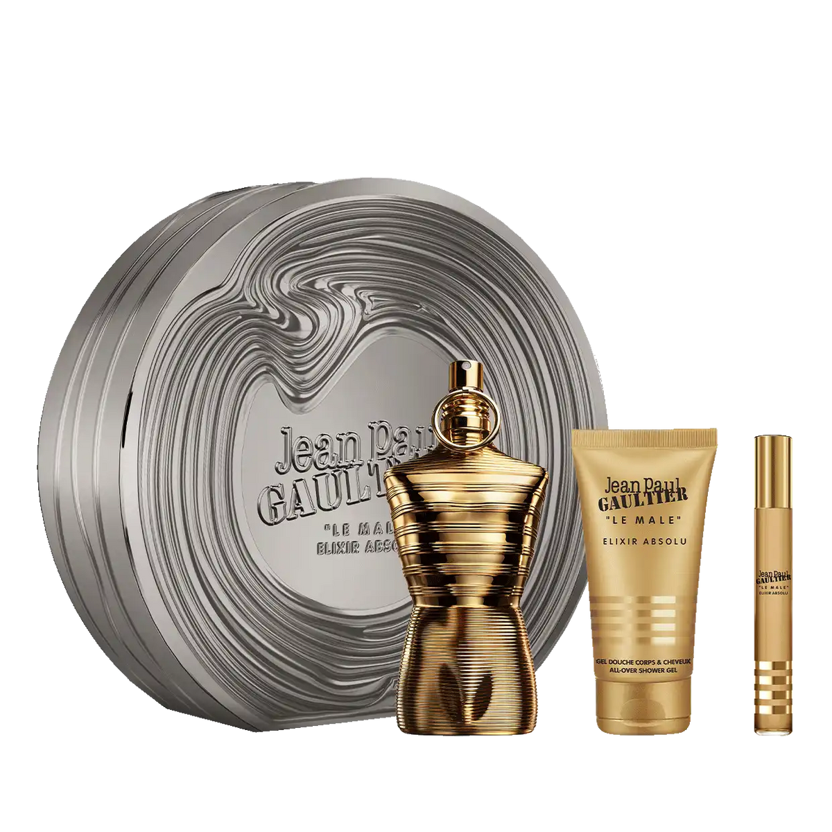 Le Male Elixir Absolu 4.2 oz, Shower Gel 2.5 oz and Travel Spray