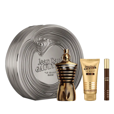 Le Male Elixir  4.2 oz, Shower Gel 2.5 oz and Travel Spray